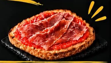 Tostada de tomate y jamón